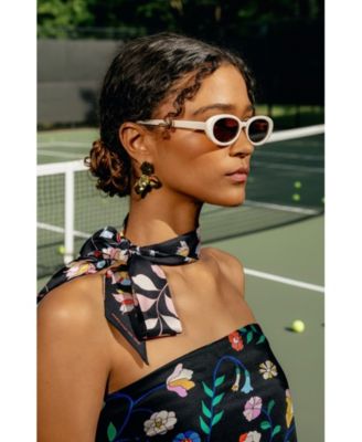 Silk Skinny Scarf Midnight Garden