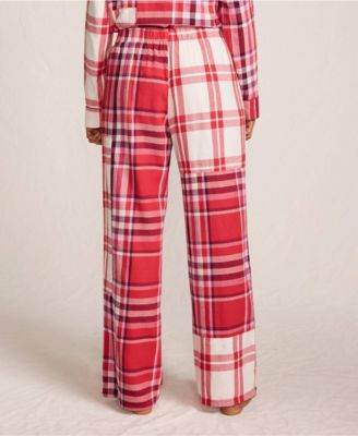 Women's Flannel Patchwork Wide Leg Sleep Pants