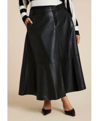 Women's Faux Leather Midi Skirt