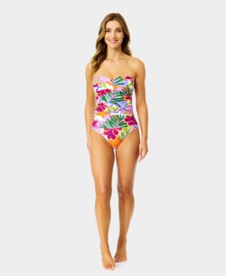 Anne Cole - Women's Printed Twist Front Strapless One Piece