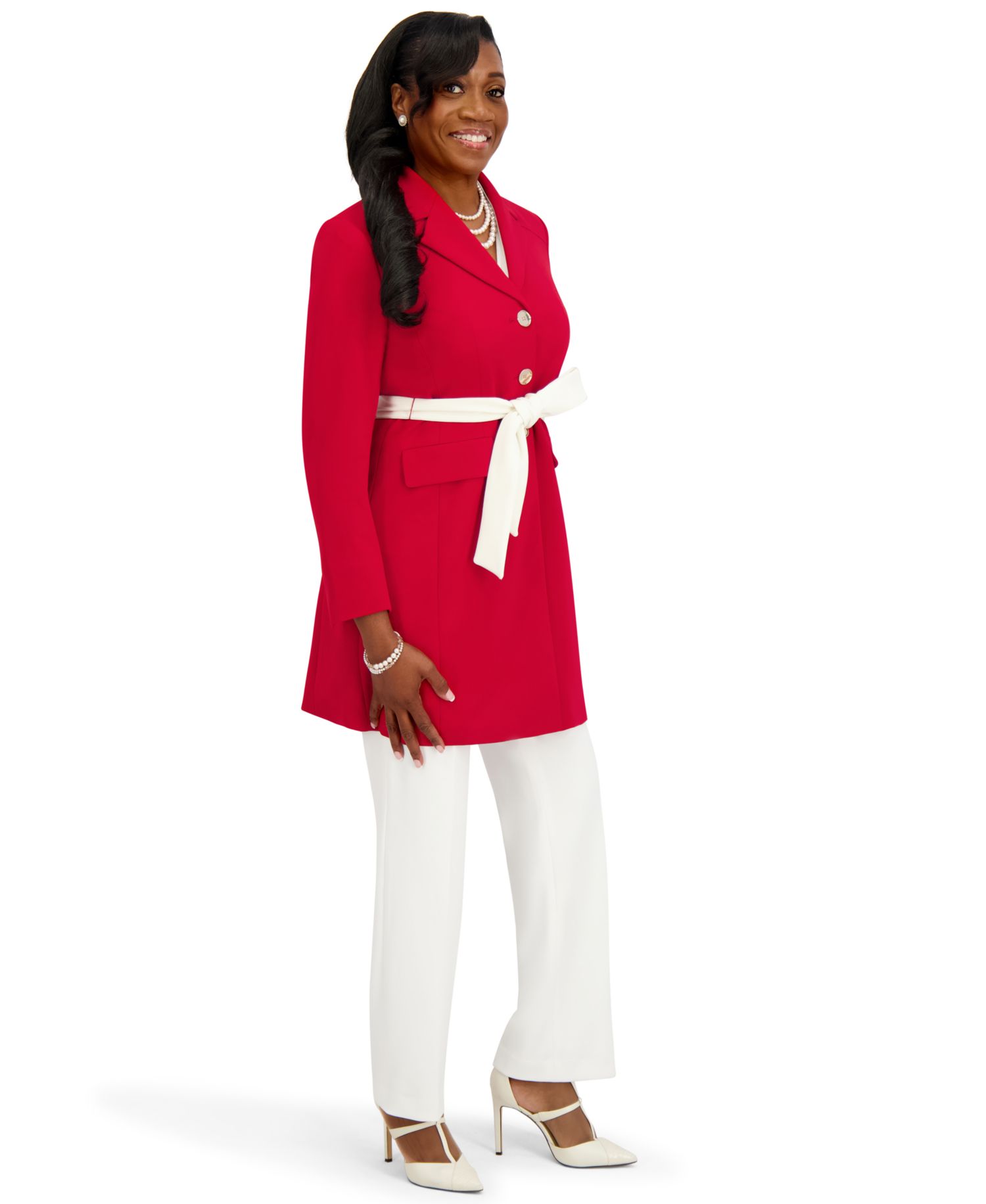 Women's Three Button Patch Pocket Trench Coat