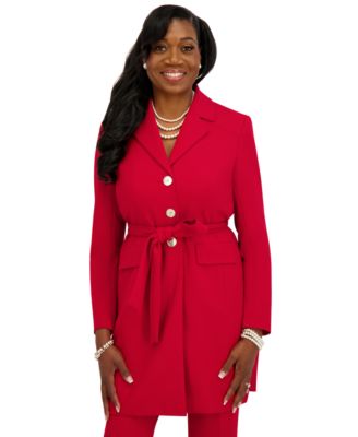 Women's Three Button Patch Pocket Trench Coat