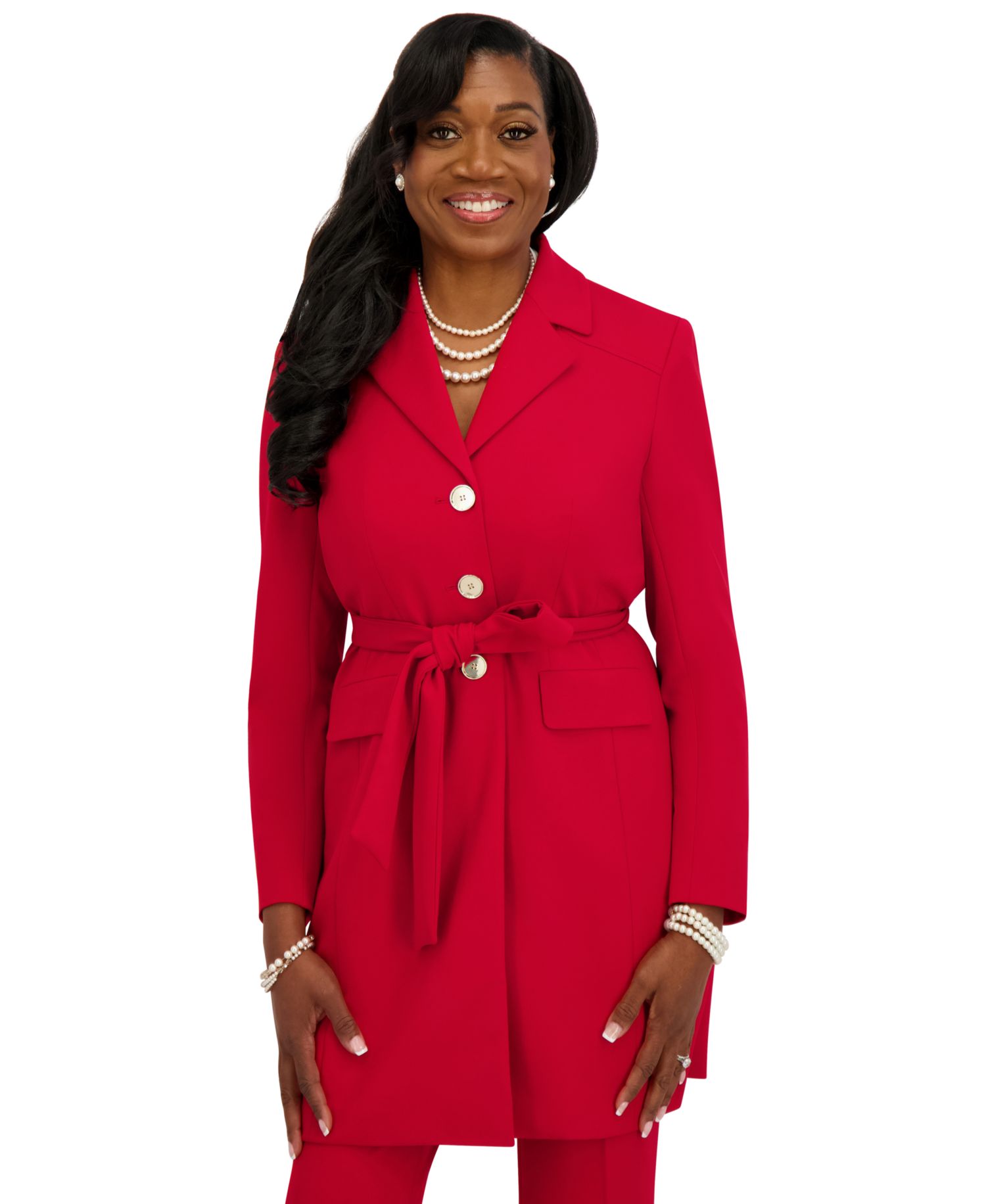 Women's Three Button Patch Pocket Trench Coat