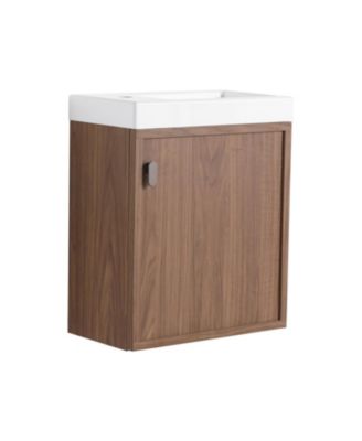 18.5" Wall-Mount Vanity, Resin Sink, Soft Close, Walnut