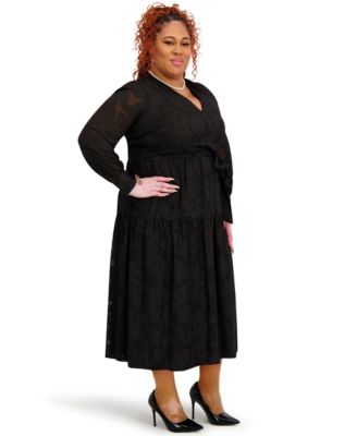 Women's Soft V-Neck Tiered Midi Dress