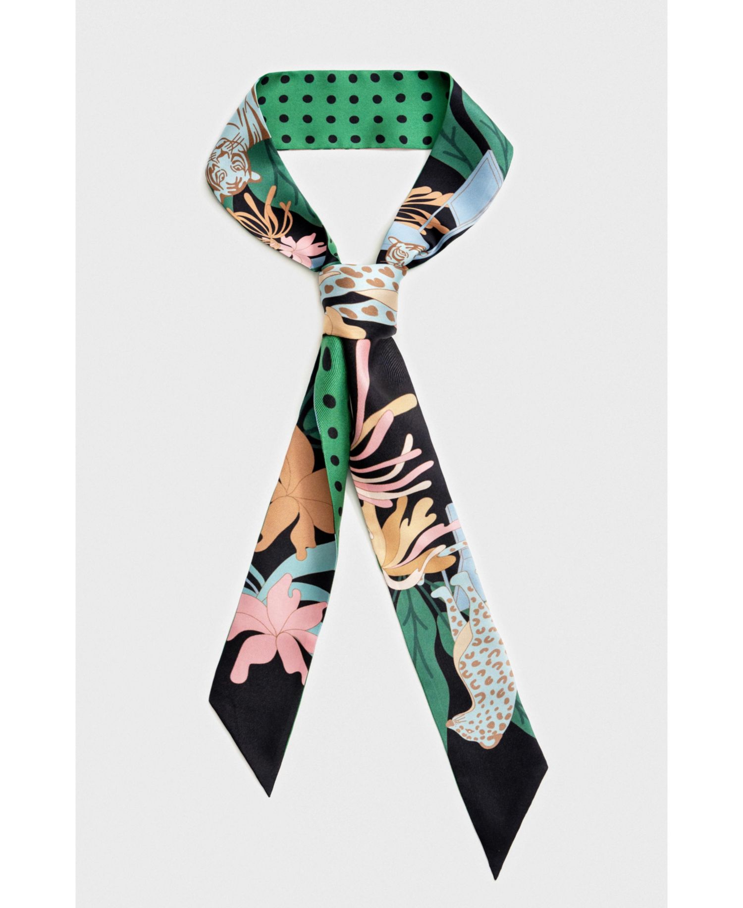 Silk Skinny Scarf Night Jungle Gathering