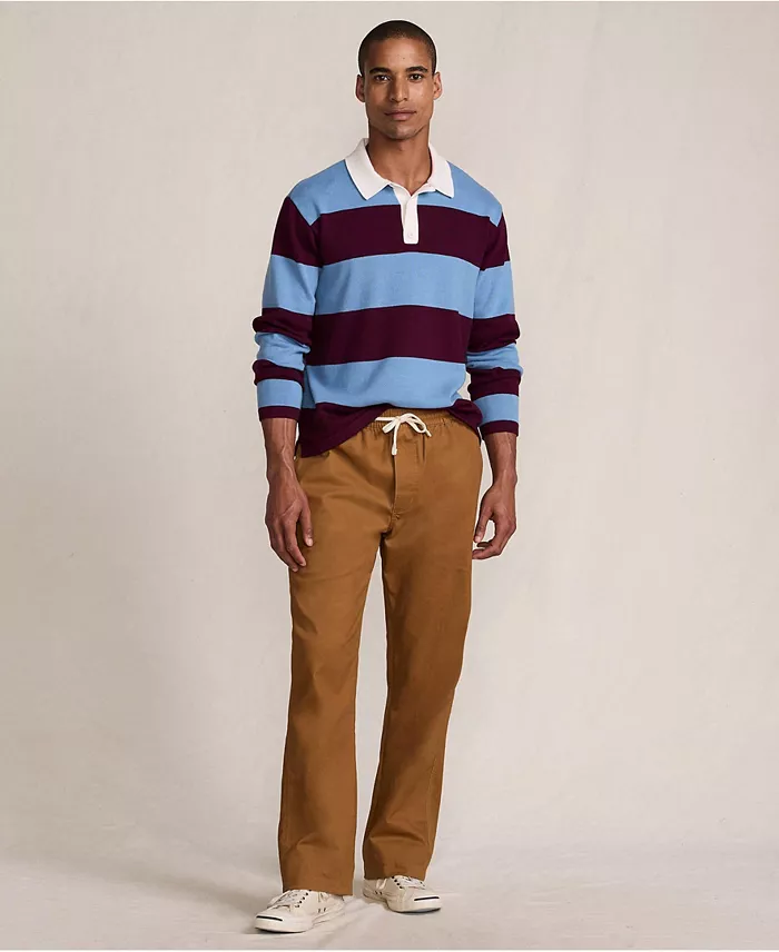 Men's Long Sleeve Cotton Rugby Sweater Polo - thumbnail 4