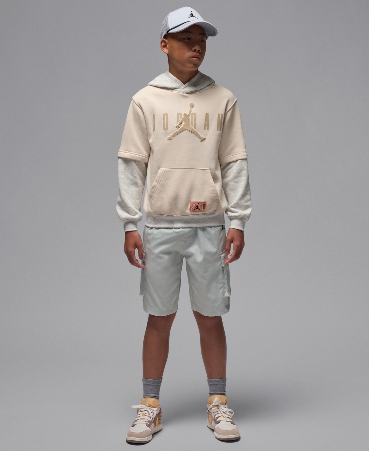 Jordan Boys 8-20 Mj Future Flight Drop Shoulder Long-sleeve Hoodie In Brown