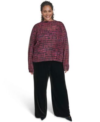 Plus Size Printed Long Sleeves Top