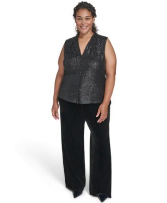 Plus Size Sequined V-Neck Top