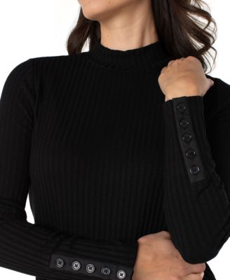 Petite Long Sleeve Mock Neck Knit Top