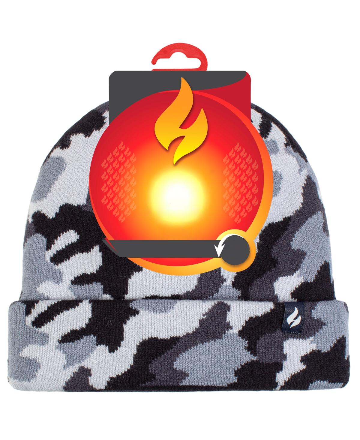 Heat Holders Boys 8-16 Gavin Camouflage Knit Roll Up Hat In Gray