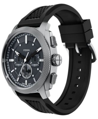 Men's Machine Chronograph Black Silicone Watch, 44mm