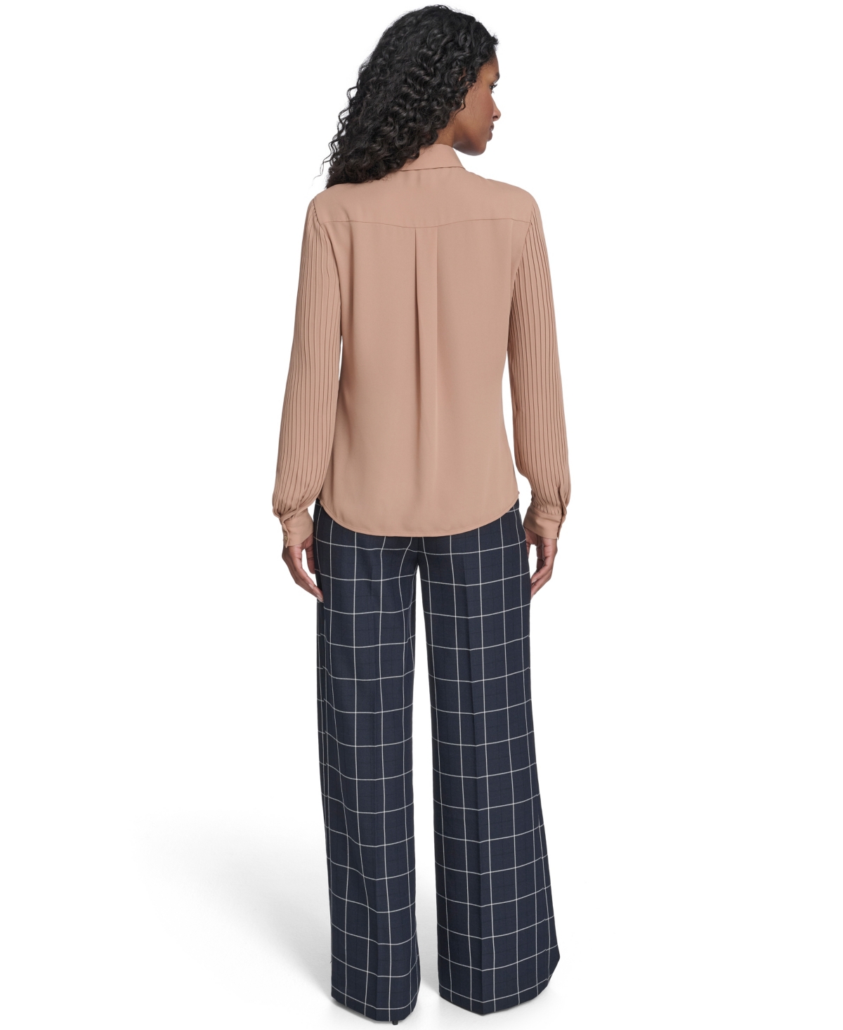 Tommy Hilfiger Women's Pleated Sleeve Button-Up Blouse