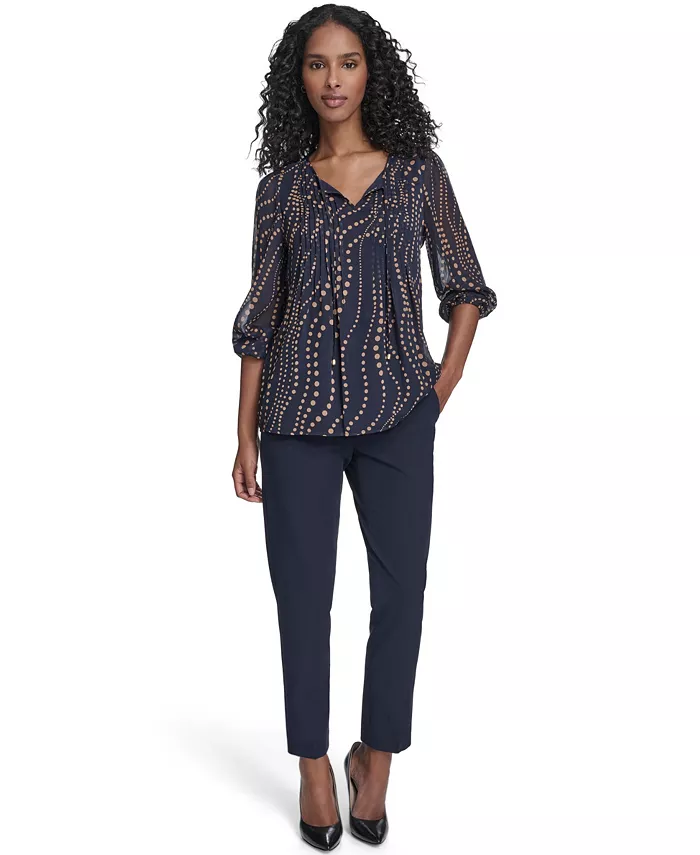 Women's Cascade Dot Pintuck Long Sleeve Blouse - thumbnail 5