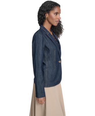 Women's One Button Denim Blazer