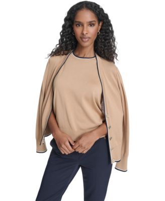 Women's Tipped V-Neck Cardigan Set