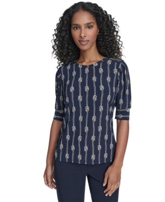 Tommy Hilfiger - Women's Rope Knot Short Sleeve Crewneck Top