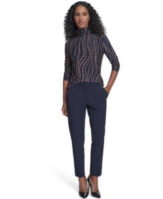 Women's Long Sleeve Cascade Dot Turtleneck Top