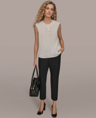 Women's Solid Sleeveless Twist Neck Top