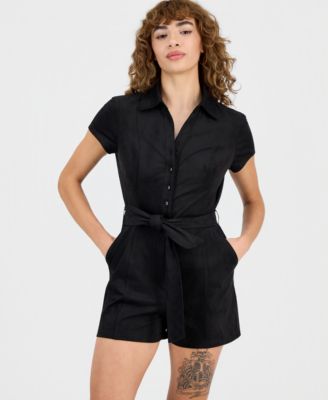 Women's Jene Short-Sleeve Faux-Suede Romper