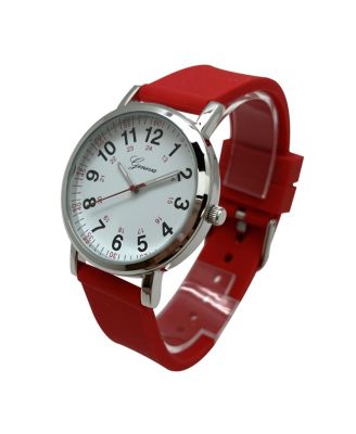 Red Easy-Read Nurse Watch with Silicone Band Women Watch