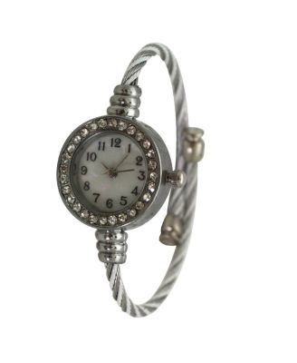 Silver Petite Twisted Bangle Bracelet Watch