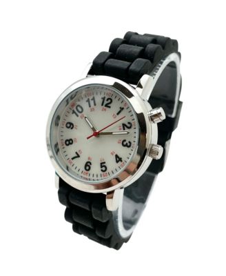 Black Luminous Dial Easy Read Medical Professionals Silicone Band Women Watch