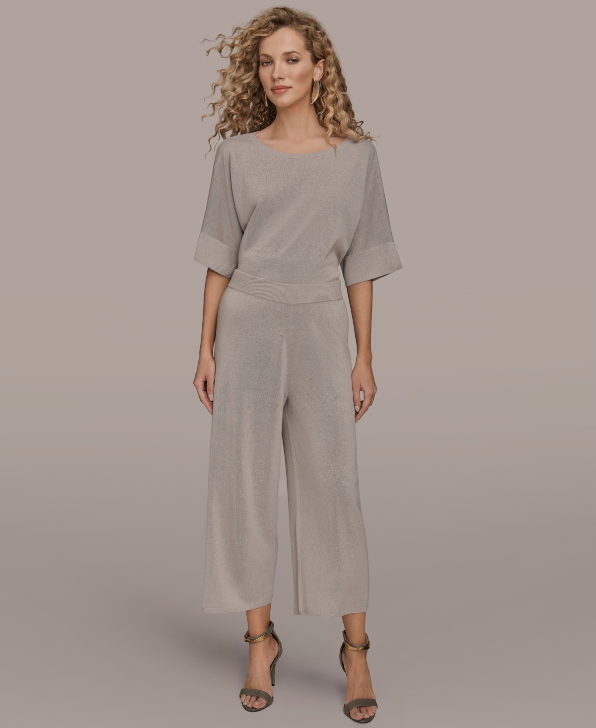 Donna Karan New York Women's Sequin Detail Wide Leg Pants