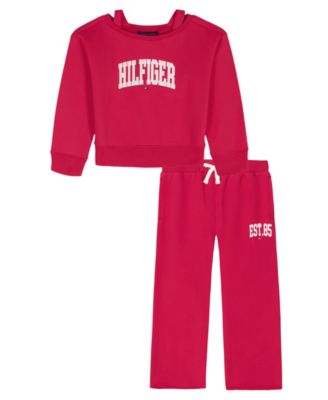 Tommy Hilfiger - Girls Toddler 2T-4T 2-Piece Oversized Sweatshirt and Wide-Leg Pants Set