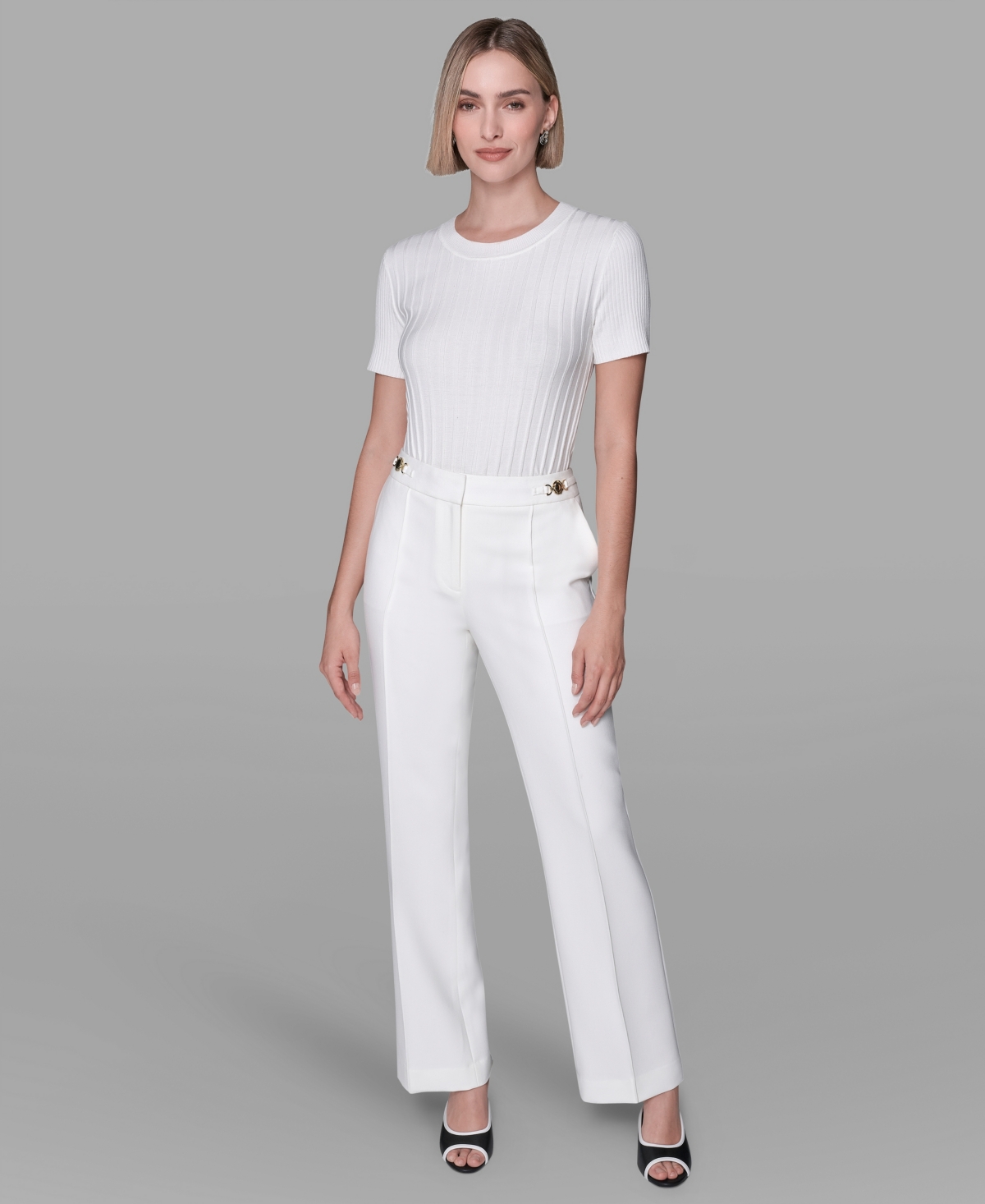 Karl Lagerfeld Women's Wide-leg Ankle Pants In White