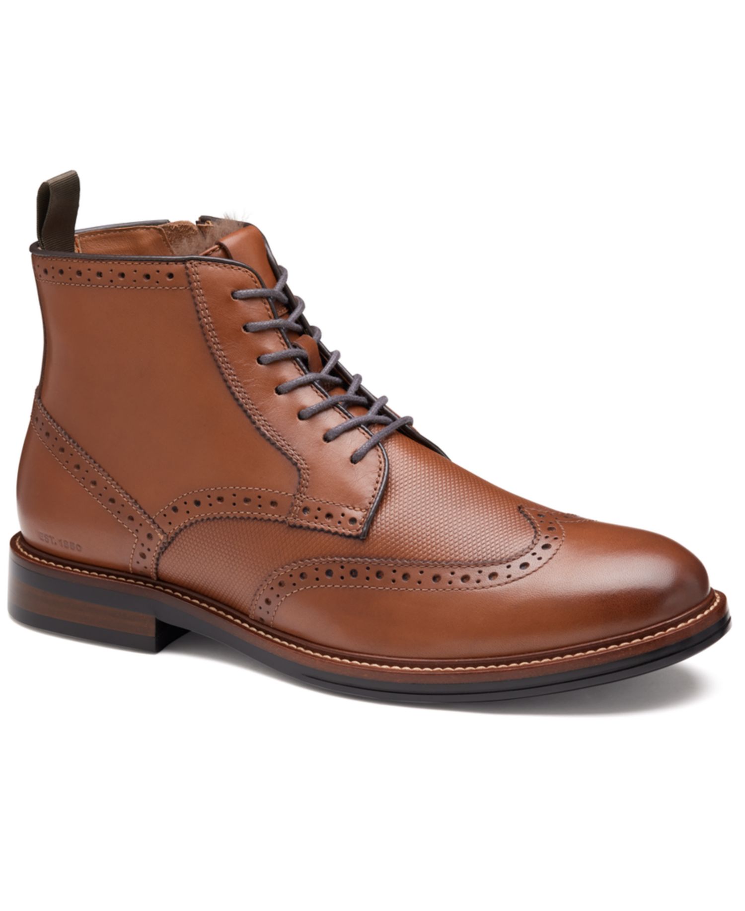 Mens XC+ Durham Embossed Leather Brogue Detail Wingtip Shearling Waterproof Boots