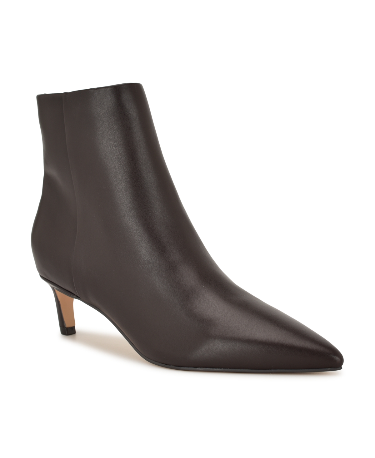 Nine West Brite Pointed Toe Kitten Heel Bootie In Brown