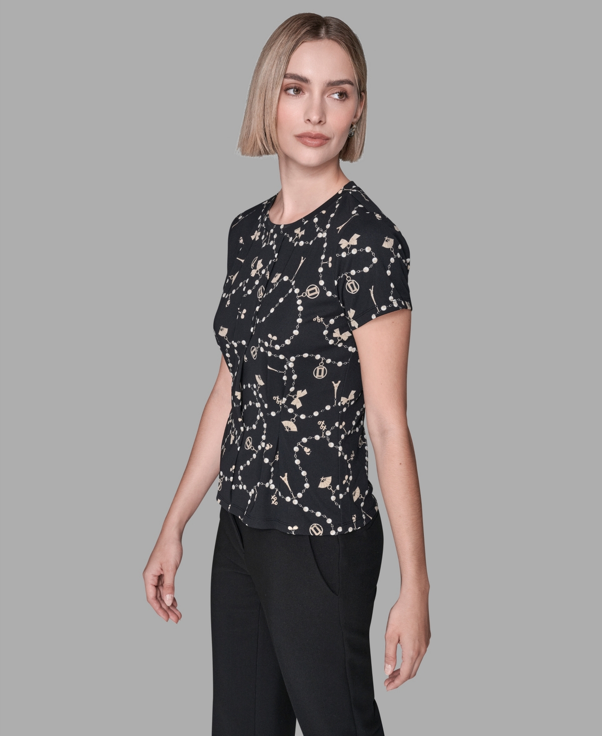 Karl Lagerfeld Paris Women's Short-Sleeve Fitted Top