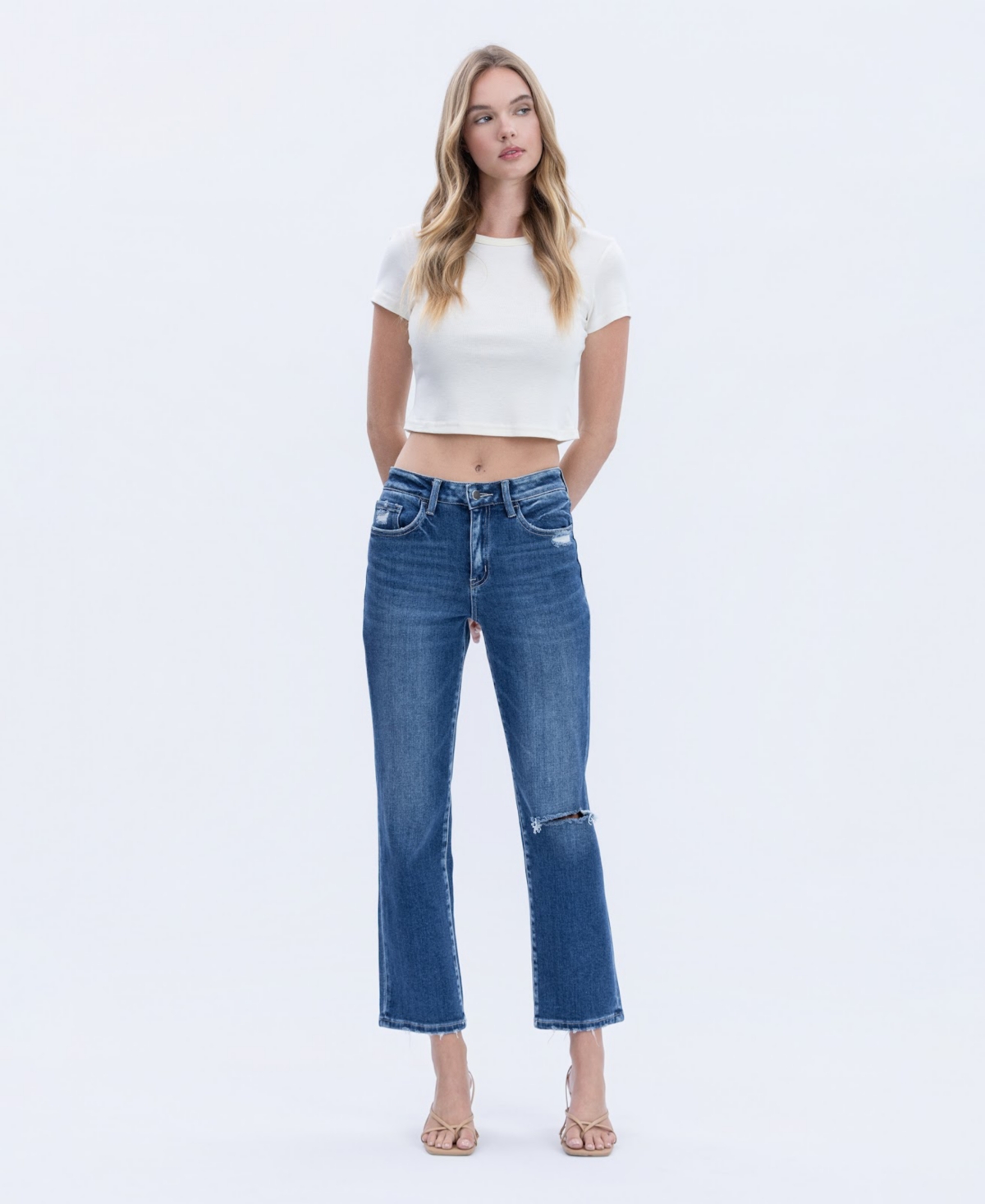 Flying Monkey Women's High Rise Ankle Straight Jeans