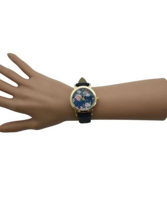 Navy Solid Colors with Flowers Details Women Watch
