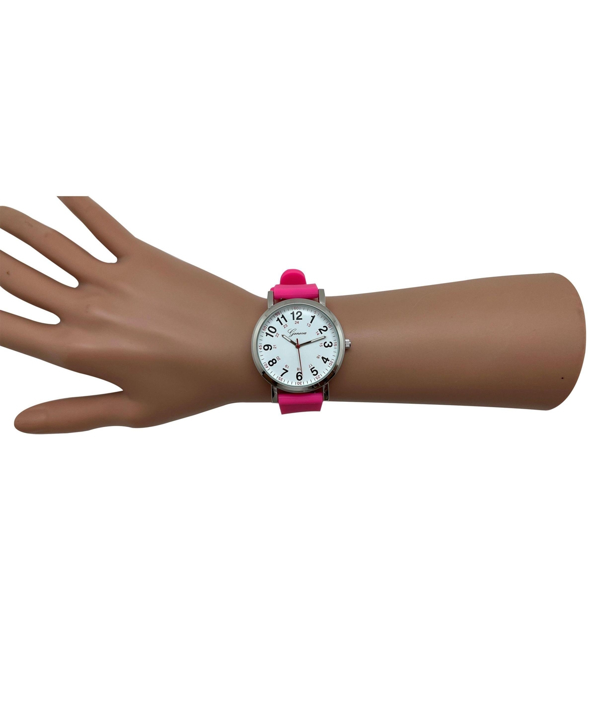 Olivia Pratt Hot Pink Easy-Read Nurse Watch with Silicone Band Women Watch