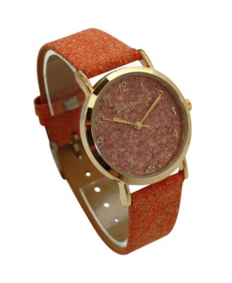 Orange Cork Style Strap Women Watch