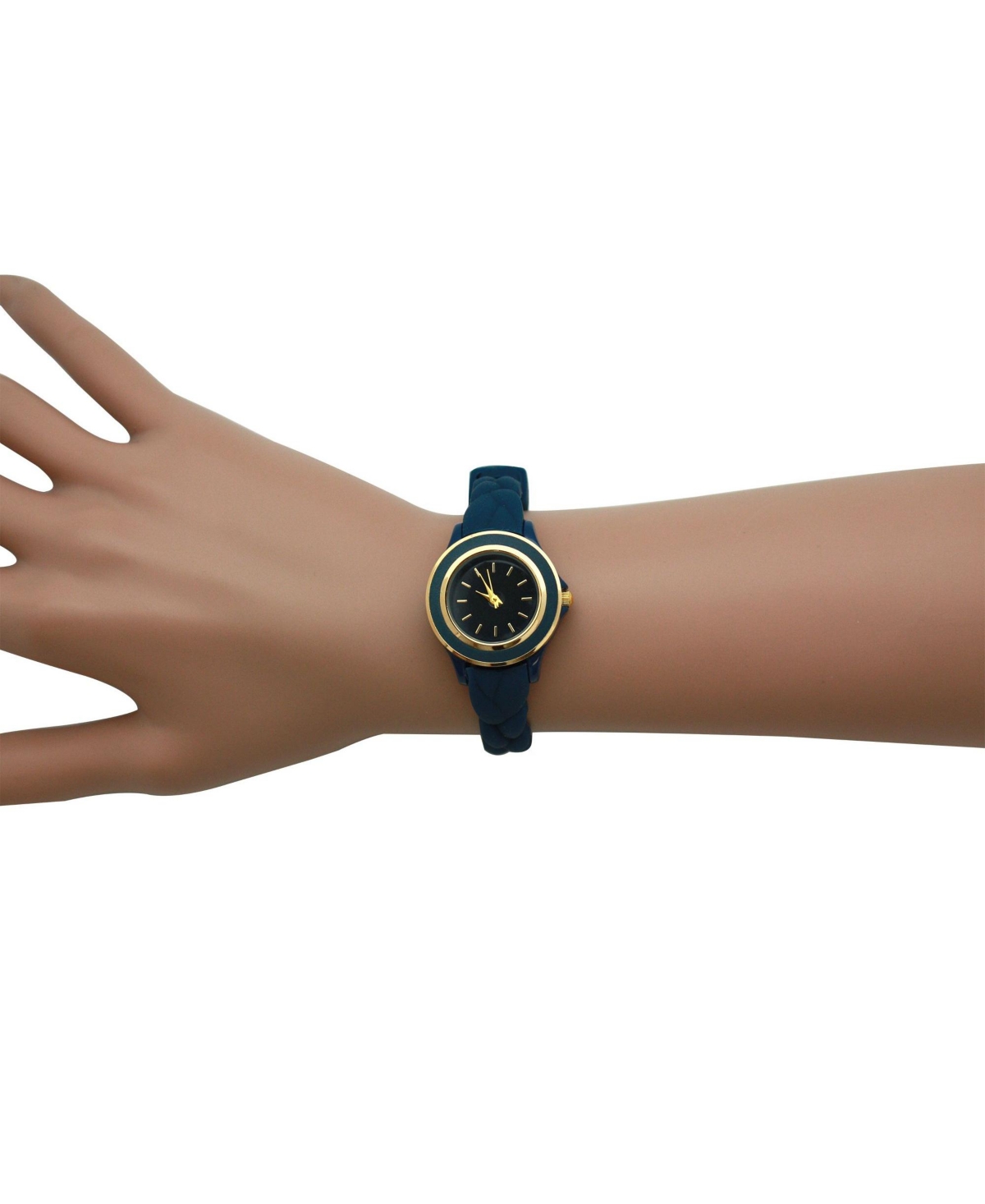 Olivia Pratt Navy Braided Silicone Band Women Watch