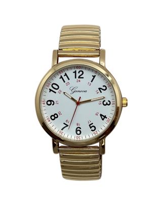 Gold Bold Numbers and Casual Stretch Band Women Watch
