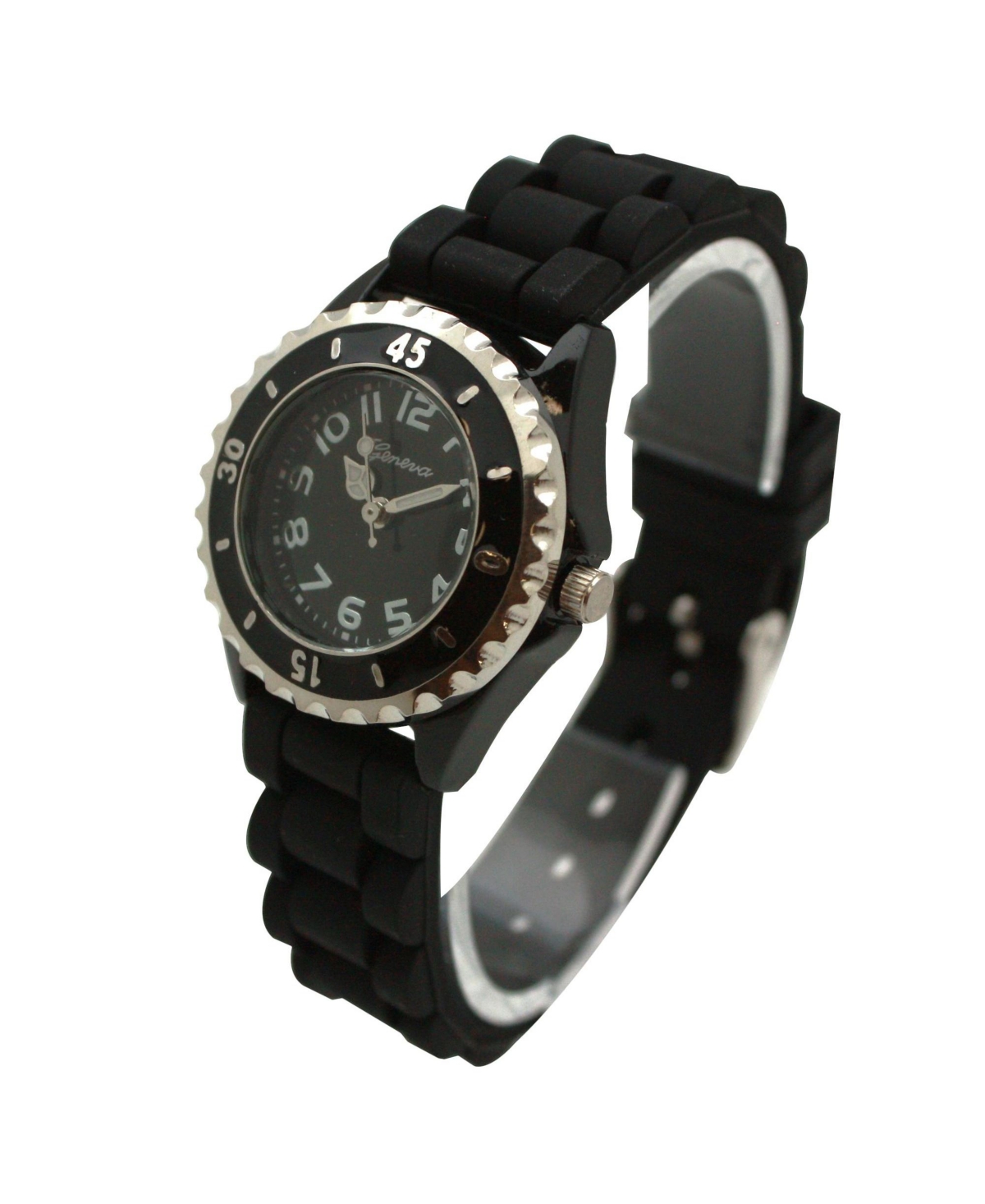 Olivia Pratt Black Solid Color Silicone Strap Casual Women Watch
