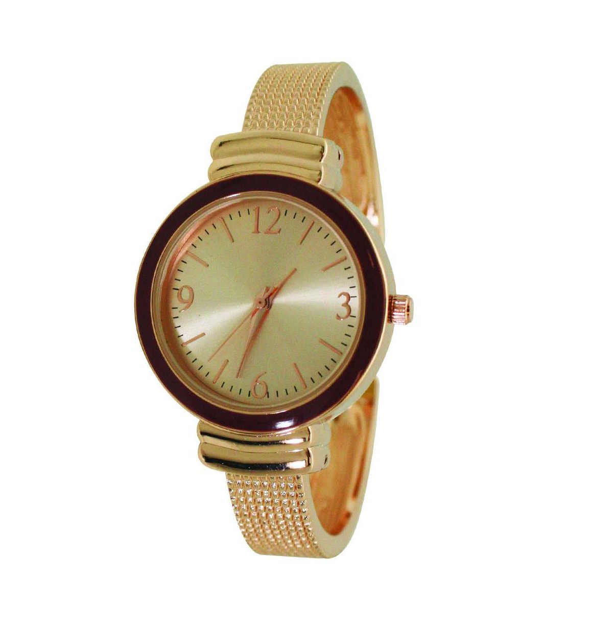 Olivia Pratt Rose Gold Red Olivia Pratt Every Day Textured Metal Bangle Watch