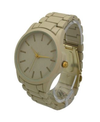 Beige Solid Color Large Face Women Watch