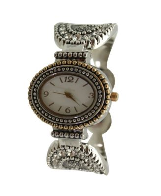 Silver Rhinestones and Textured Classy Women Watch