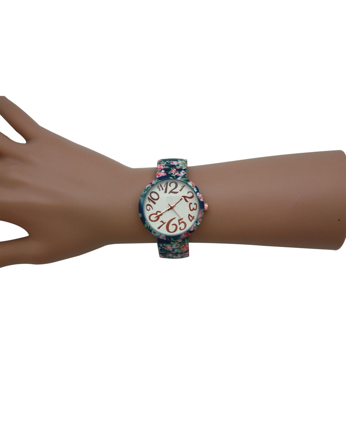 Olivia Pratt Navy Floral Stretch Bold Numbers Women Watch