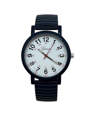 Black Bold Numbers and Casual Stretch Band Women Watch