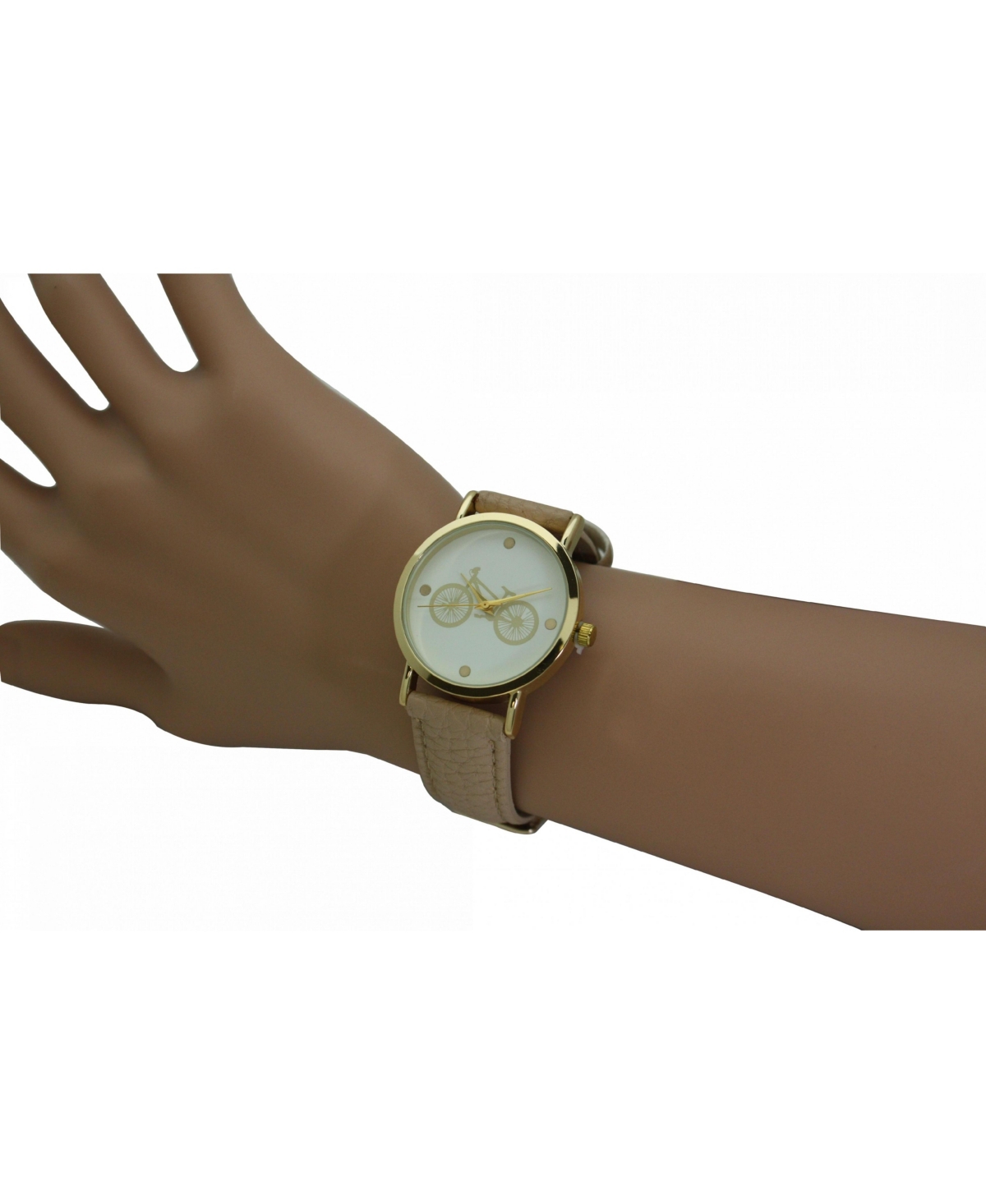 Beige Bicycle Face Leather Strap Watch