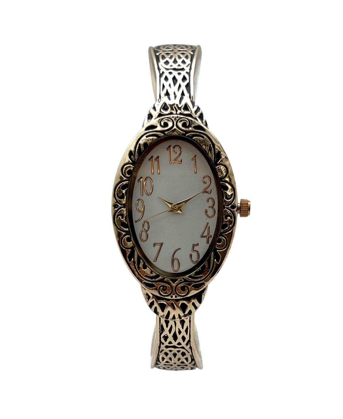 Женские часы с золотым овальным циферблатом и элегантным текстурированным браслетом для женщин