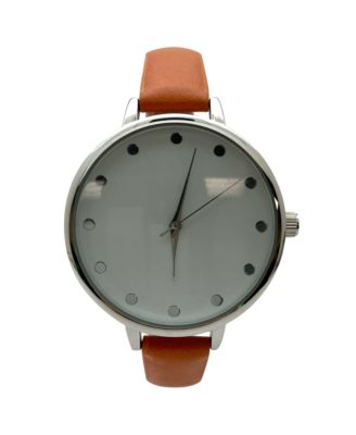 Solid Vibrant Color Everyday Faux Leather Women Watch, Orange