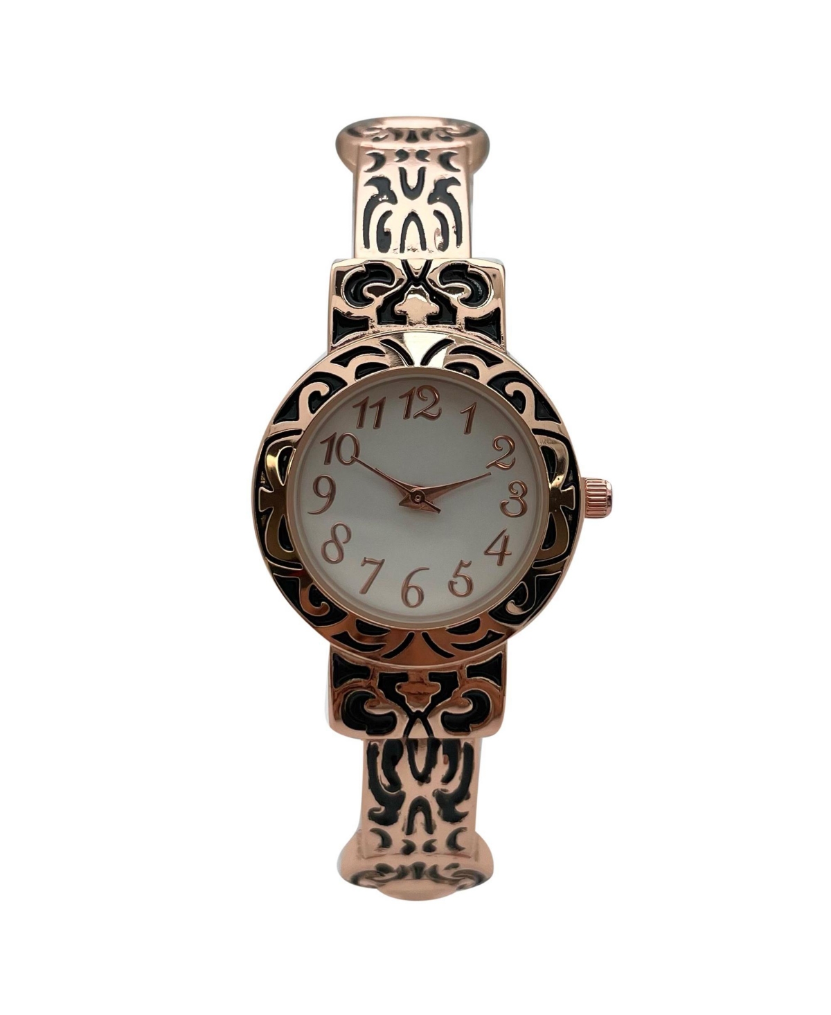 Olivia Pratt Metallic and Detailed Round Face Bangle Women Watch